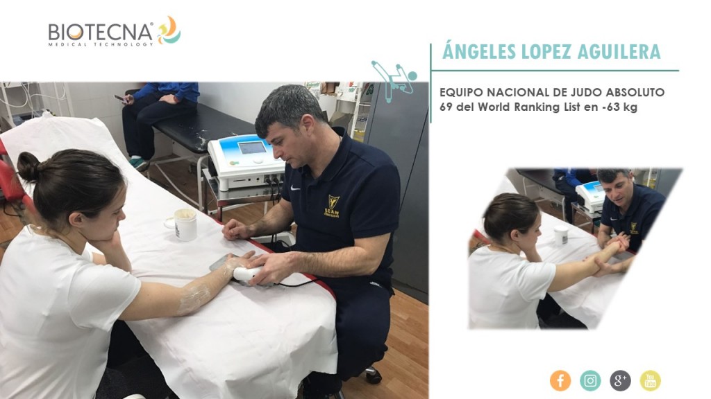 tratamiento de ondas de choque y diatermia a Ángeles López Aguilera